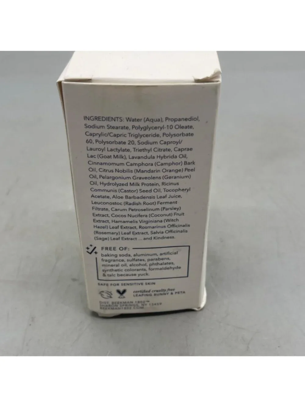 Beekman 1802 Milk Stick Invisible Deodorant 2.5Oz Aluminum Baking Soda Free READ